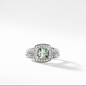 David Yurman Petite Albion Ring with Prasiolite and Diamonds Size 5